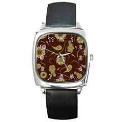 Floral Pattern Paisley Style  Square Metal Watch by Eskimos