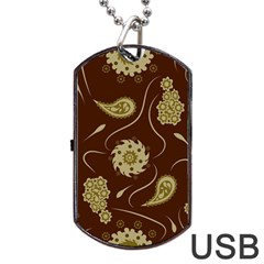 Floral Pattern Paisley Style  Dog Tag Usb Flash (one Side) by Eskimos