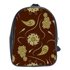 Floral Pattern Paisley Style  School Bag (xl) by Eskimos