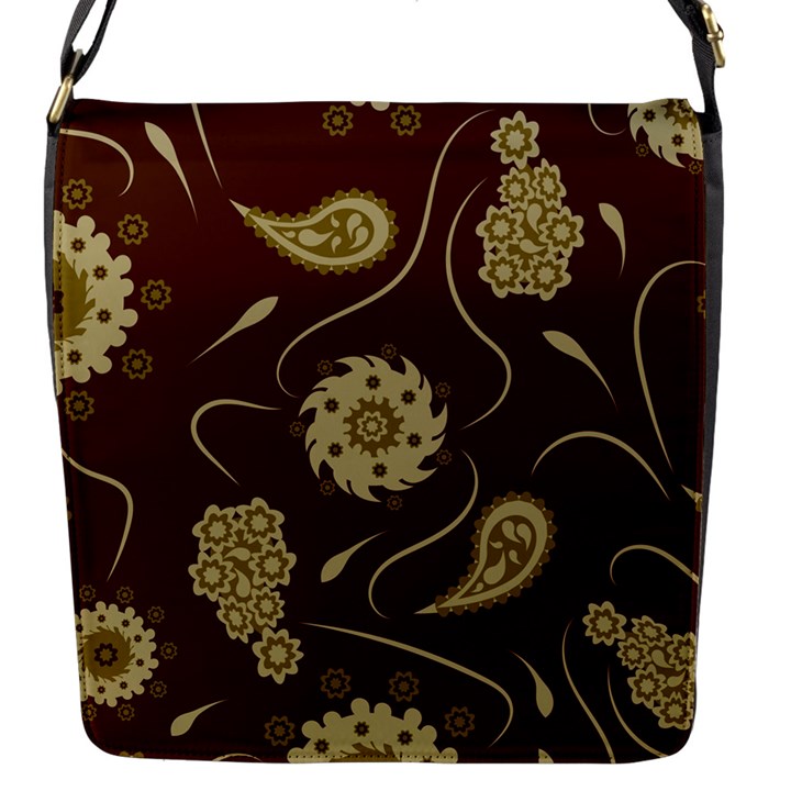 Floral pattern paisley style  Flap Closure Messenger Bag (S)