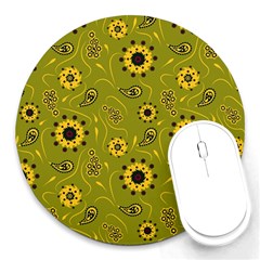 Floral Pattern Paisley Style  Round Mousepads by Eskimos