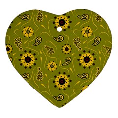 Floral Pattern Paisley Style  Heart Ornament (two Sides) by Eskimos