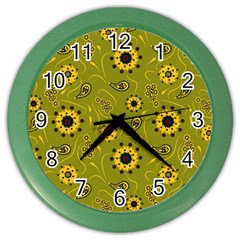 Floral Pattern Paisley Style  Color Wall Clock by Eskimos