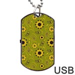 Floral pattern paisley style  Dog Tag USB Flash (Two Sides) Front