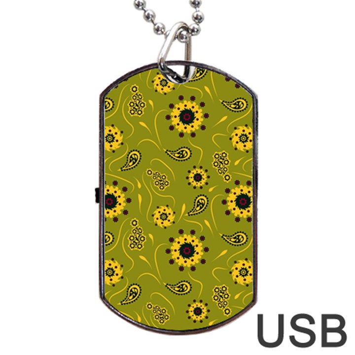 Floral pattern paisley style  Dog Tag USB Flash (Two Sides)