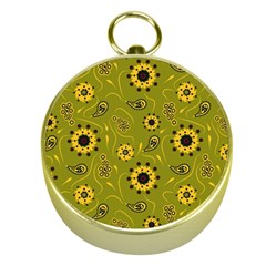 Floral Pattern Paisley Style  Gold Compasses by Eskimos