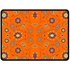 Floral Pattern Paisley Style  Fleece Blanket (large)  by Eskimos