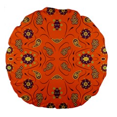 Floral Pattern Paisley Style  Large 18  Premium Round Cushions by Eskimos