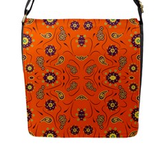 Floral Pattern Paisley Style  Flap Closure Messenger Bag (l) by Eskimos