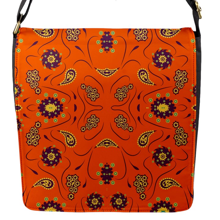 Floral pattern paisley style  Flap Closure Messenger Bag (S)