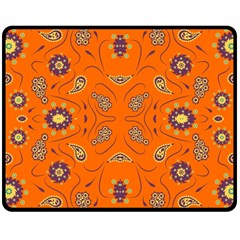 Floral Pattern Paisley Style  Double Sided Fleece Blanket (medium)  by Eskimos