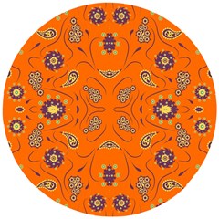 Floral Pattern Paisley Style  Wooden Puzzle Round by Eskimos