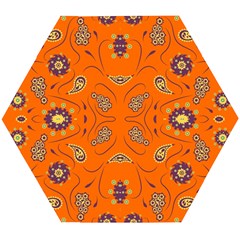 Floral Pattern Paisley Style  Wooden Puzzle Hexagon by Eskimos