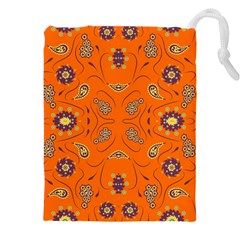 Floral Pattern Paisley Style  Drawstring Pouch (4xl) by Eskimos