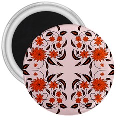 Floral Folk Damask Pattern  3  Magnets by Eskimos