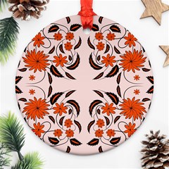 Floral Folk Damask Pattern  Ornament (round) by Eskimos