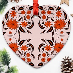 Floral Folk Damask Pattern  Ornament (heart) by Eskimos