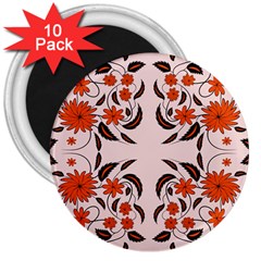 Floral Folk Damask Pattern  3  Magnets (10 Pack)  by Eskimos