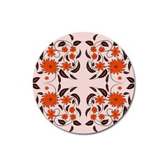 Floral Folk Damask Pattern  Magnet 3  (round) by Eskimos