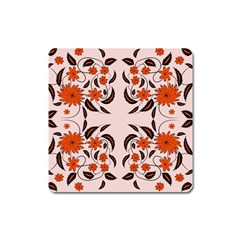 Floral Folk Damask Pattern  Square Magnet by Eskimos