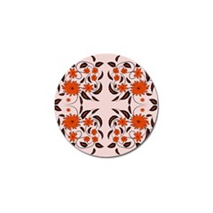 Floral Folk Damask Pattern  Golf Ball Marker by Eskimos