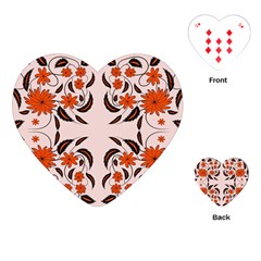 Floral Folk Damask Pattern  Playing Cards Single Design (heart) by Eskimos