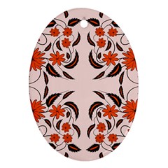 Floral Folk Damask Pattern  Oval Ornament (two Sides) by Eskimos