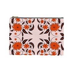 Floral Folk Damask Pattern  Cosmetic Bag (large) by Eskimos