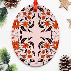 Floral Folk Damask Pattern  Oval Filigree Ornament (two Sides) by Eskimos