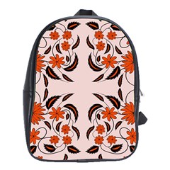 Floral Folk Damask Pattern  School Bag (xl) by Eskimos