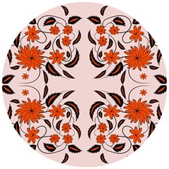 Floral Folk Damask Pattern  Wooden Puzzle Round by Eskimos