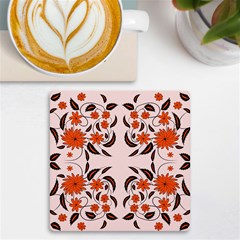 Floral Folk Damask Pattern  Uv Print Square Tile Coaster  by Eskimos