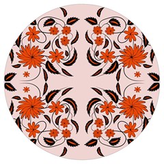 Floral Folk Damask Pattern  Round Trivet by Eskimos