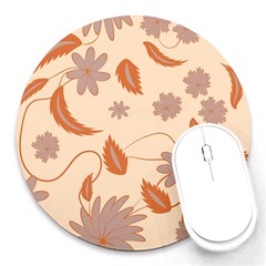 Folk flowers print Floral pattern Ethnic art Round Mousepads