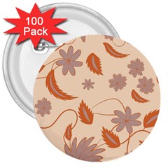 Folk flowers print Floral pattern Ethnic art 3  Buttons (100 pack) 