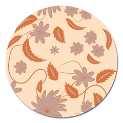 Folk flowers print Floral pattern Ethnic art Magnet 5  (Round)