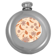 Folk Flowers Print Floral Pattern Ethnic Art Round Hip Flask (5 Oz) by Eskimos