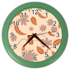 Folk flowers print Floral pattern Ethnic art Color Wall Clock