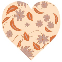 Folk Flowers Print Floral Pattern Ethnic Art Wooden Puzzle Heart