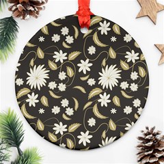 Folk Flowers Print Floral Pattern Ethnic Art Ornament (round) by Eskimos