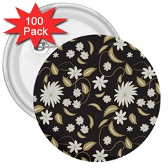 Folk Flowers Print Floral Pattern Ethnic Art 3  Buttons (100 Pack)  by Eskimos