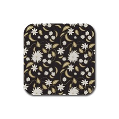 Folk Flowers Print Floral Pattern Ethnic Art Rubber Square Coaster (4 Pack) by Eskimos