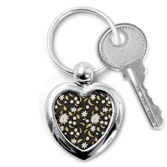 Folk Flowers Print Floral Pattern Ethnic Art Key Chain (heart) by Eskimos