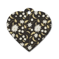 Folk Flowers Print Floral Pattern Ethnic Art Dog Tag Heart (two Sides) by Eskimos