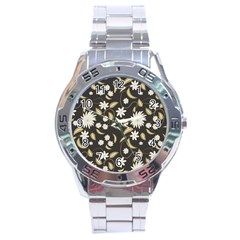 Folk Flowers Print Floral Pattern Ethnic Art Stainless Steel Analogue Watch by Eskimos