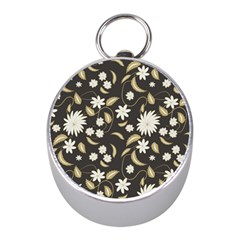 Folk Flowers Print Floral Pattern Ethnic Art Mini Silver Compasses by Eskimos