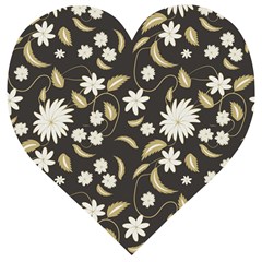 Folk Flowers Print Floral Pattern Ethnic Art Wooden Puzzle Heart by Eskimos