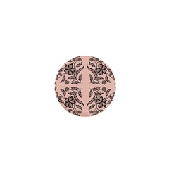 Floral folk damask pattern  1  Mini Buttons