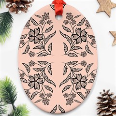 Floral Folk Damask Pattern  Ornament (oval) by Eskimos