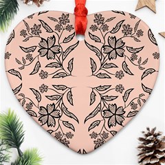 Floral Folk Damask Pattern  Ornament (heart) by Eskimos